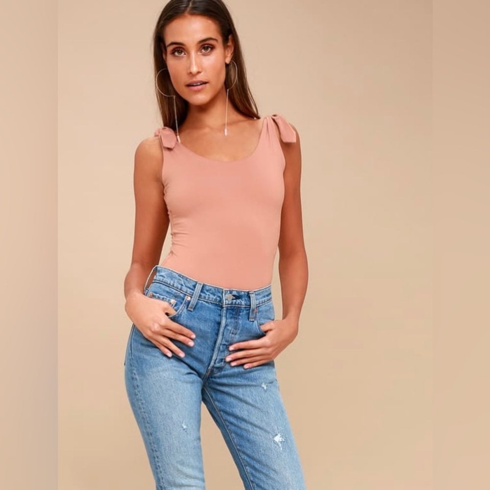 Never Worn - Mauve Pink Tie-Strap Bodysuit- Size Medium